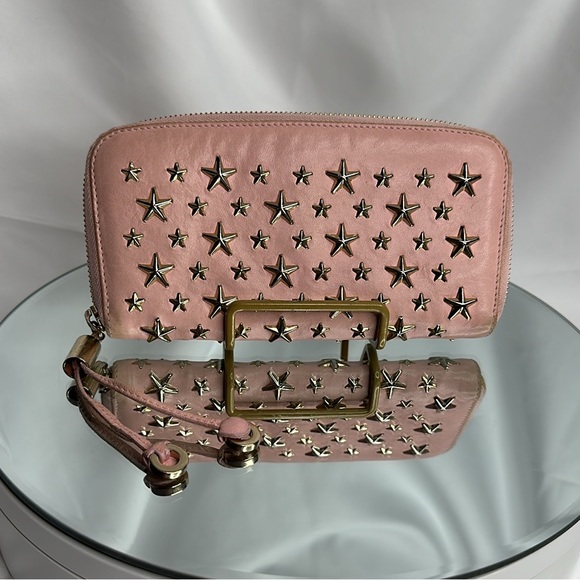 JIMMY CHOO FILIPA Star-embossed Leather Wallet Pink & Gold Leather Signat… - Picture 7 of 17